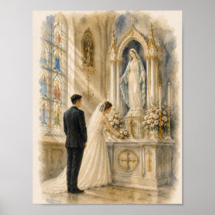 Traditional Latin Mass First Mass Watercolor Poster