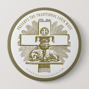 Traditional Latin Mass Gold Lamb of God Altar 4 Inch Round Button