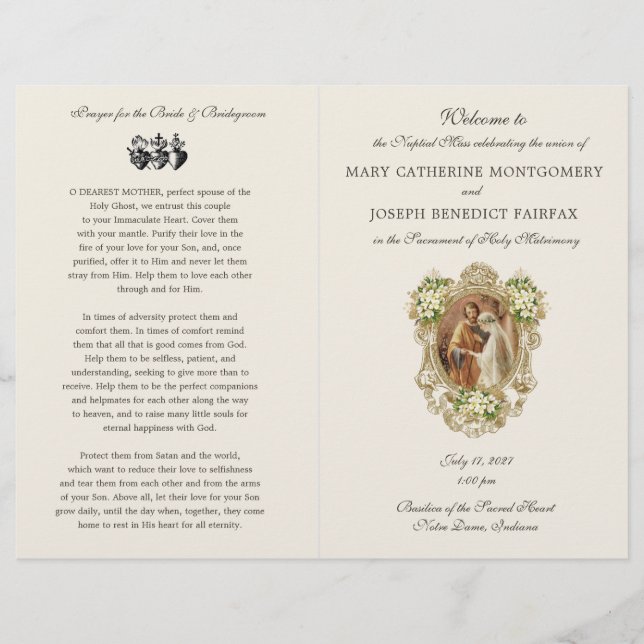Traditional Latin Mass Wedding Program  (Front)