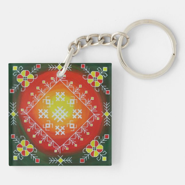 Traditional Latvian folk art with symbols painting (Dos)