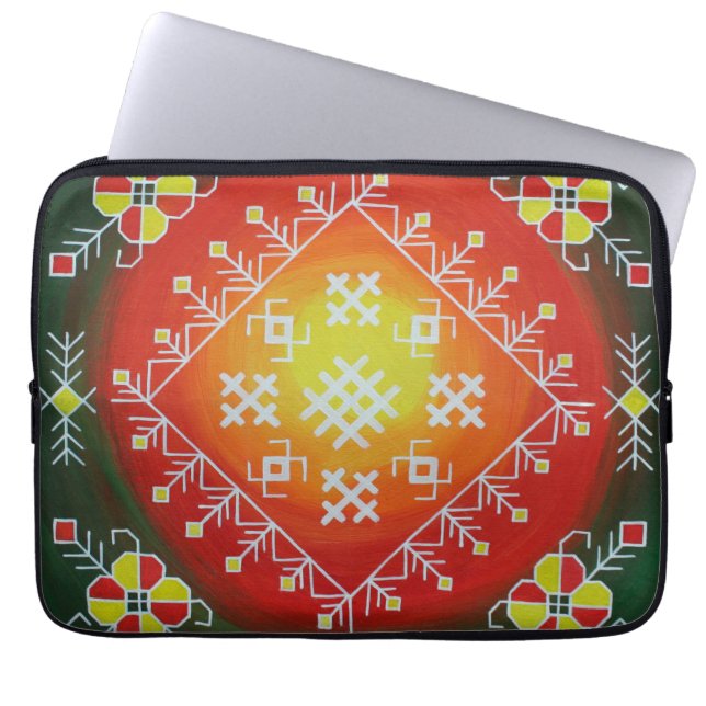 Traditional Latvian folk art with symbols painting Laptop Sleeve (Front)