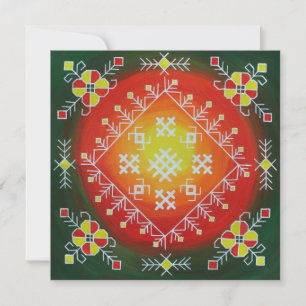 Traditional Latvian folk art with symbols painting Thank You Card
