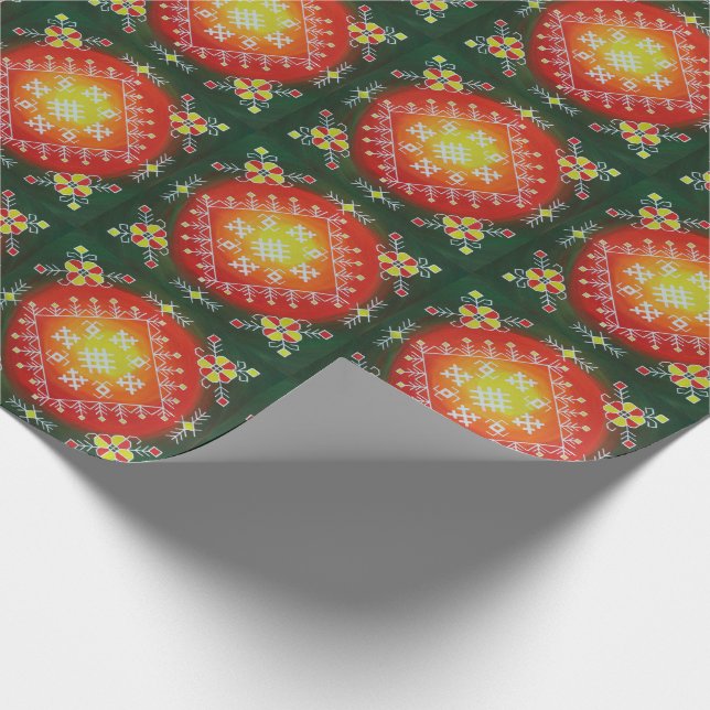 Traditional Latvian folk art with symbols painting Wrapping Paper (Corner)