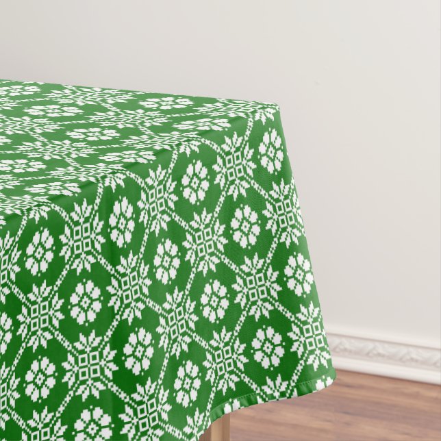 Traditional Latvian Green Sun Auseklis Saulite  Tablecloth (In Situ)
