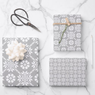 Traditional Latvian grey Sun Auseklis Saulite Wrapping Paper Sheet