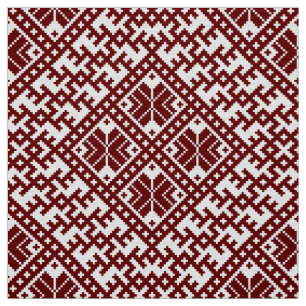 Traditional Latvian Red and White Design pattern Fabric