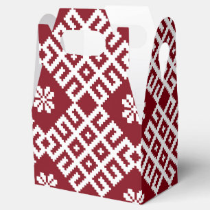 Traditional Latvian Red Design pattern Favor Box