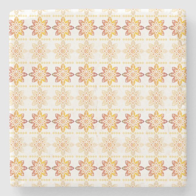 Traditional Latvian SUN sign geometric design VIII Stone Coaster (Front)