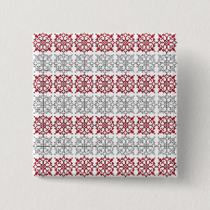 Traditional Latvian SUN sign geometric pattern I 2 Inch Square Button