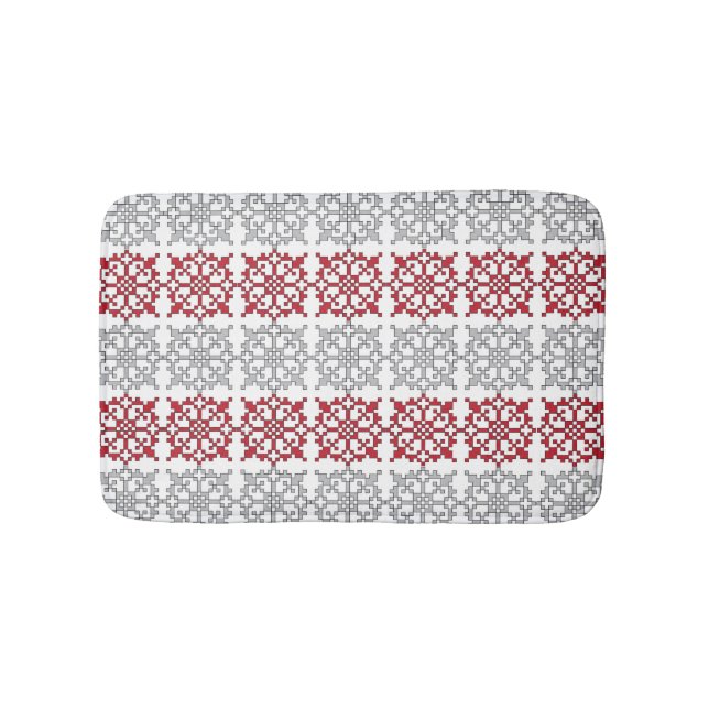 Traditional Latvian SUN sign geometric pattern I Bath Mat (Front)