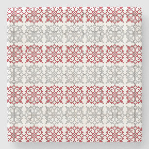 Traditional Latvian SUN sign geometric pattern I Stone Coaster