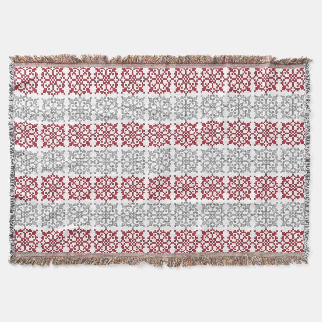 Traditional Latvian SUN sign geometric pattern I Throw Blanket (Front)