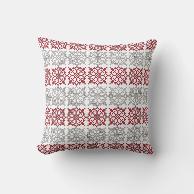 Traditional Latvian SUN sign geometric pattern I Throw Pillow (Front)
