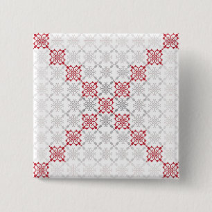 Traditional Latvian SUN sign geometric pattern II 2 Inch Square Button