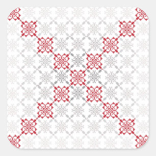 Traditional Latvian SUN sign geometric pattern II Square Sticker