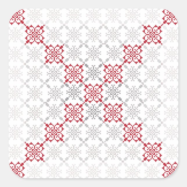 Traditional Latvian SUN sign geometric pattern II Square Sticker (Front)