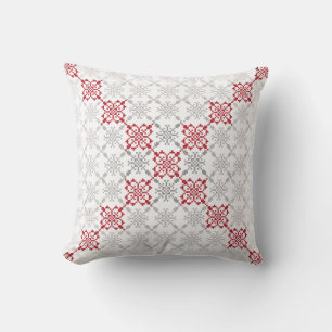Traditional Latvian SUN sign geometric pattern II Throw Pillow