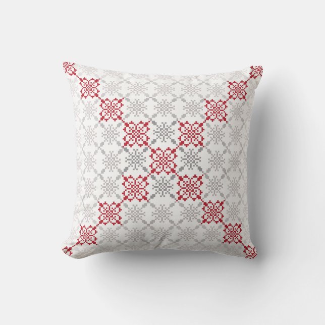 Traditional Latvian SUN sign geometric pattern II Throw Pillow (Front)