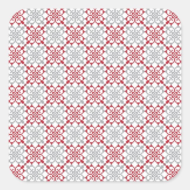 Traditional Latvian SUN sign geometric pattern III Square Sticker (Front)