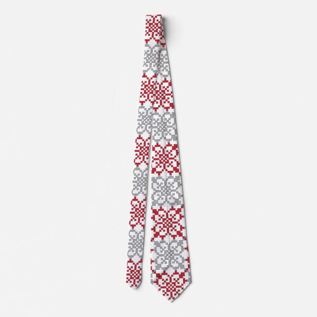 Traditional Latvian SUN sign geometric pattern III Tie (Back)