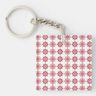 Traditional Latvian SUN sign geometric pattern IV Keychain