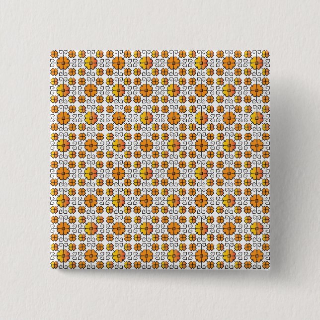 Traditional Latvian SUN sign geometric pattern V 2 Inch Square Button (Front)