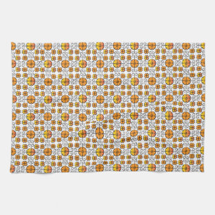 Traditional Latvian SUN sign geometric pattern V Kitchen Towel