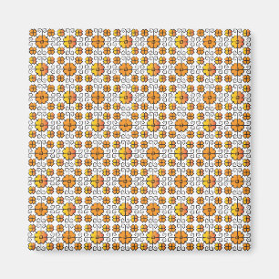 Traditional Latvian SUN sign geometric pattern V Magnet