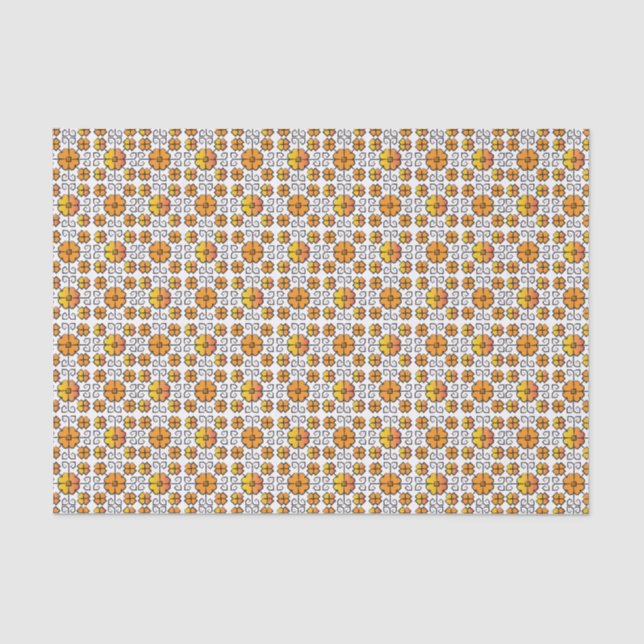 Traditional Latvian SUN sign geometric pattern V Tissue Paper (Front)