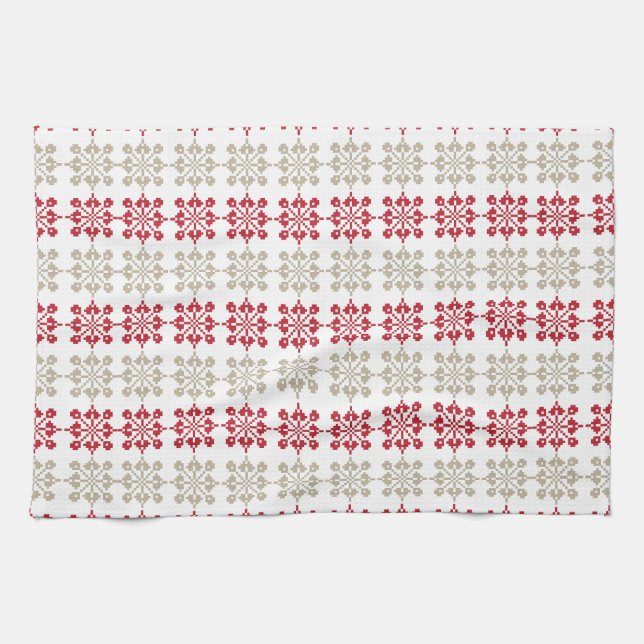 Traditional Latvian SUN sign geometric pattern VI Kitchen Towel (Horizontal)