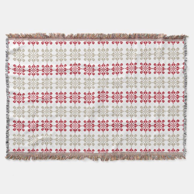 Traditional Latvian SUN sign geometric pattern VI Throw Blanket (Front)