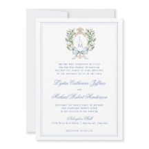 Traditional Leaf Crest w/ Bow | Monogram Wedding