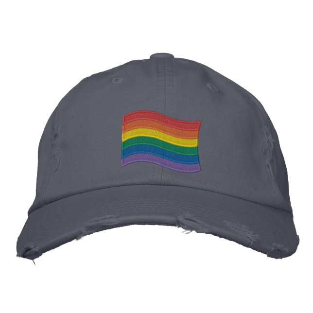 Traditional LGBTQ+ Pride Flag Embroidered Baseball Embroidered Hat (Front)