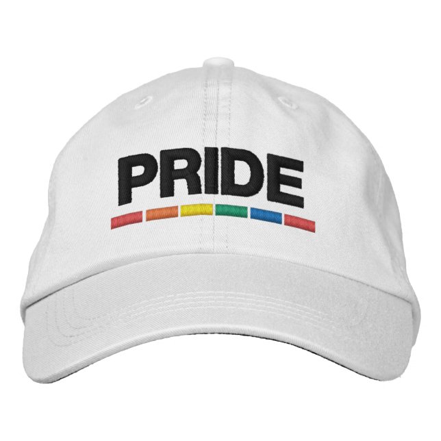 Traditional LGBTQ+ Pride Flag Embroidered Baseball Hat (Front)