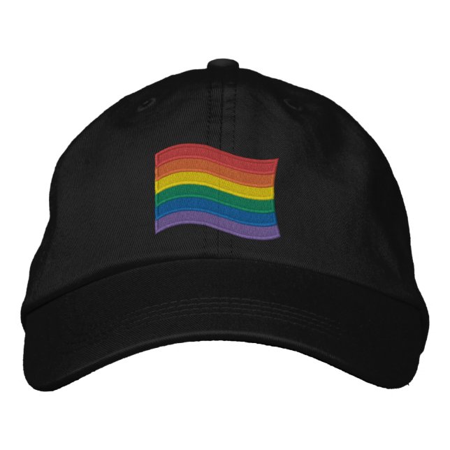Traditional LGBTQ+ Pride Flag Embroidered Baseball Hat (Front)