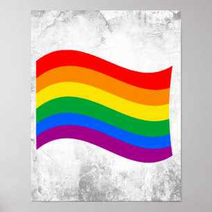 Traditional LGBTQ+ Pride Flag Wavy Poster