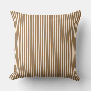 Traditional Light Brown + White Stripe Throw Pillow