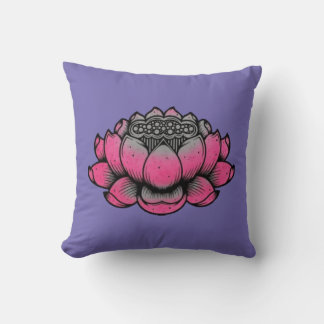 Traditional Lotus Flower Throw Pillow