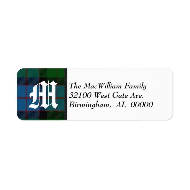Traditional MacWilliam Tartan Plaid Monogram (Front)