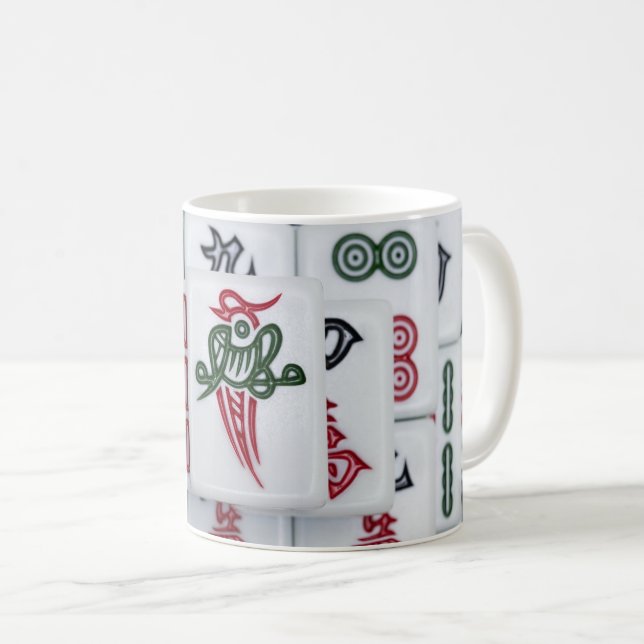 Traditional Mahjong Tiles Pattern Print Classic Coffee Mug (Front Right)