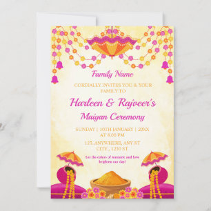 Traditional Maiyan Ceremony Invitation Card