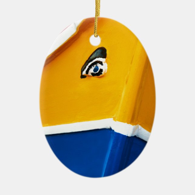 Traditional Maltese Boat Luzzu Ceramic Ornament (Front)