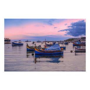 Traditional Maltese boats in Marsaxlokk Photo Print