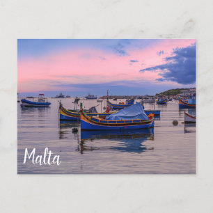 Traditional Maltese boats in Marsaxlokk Postcard