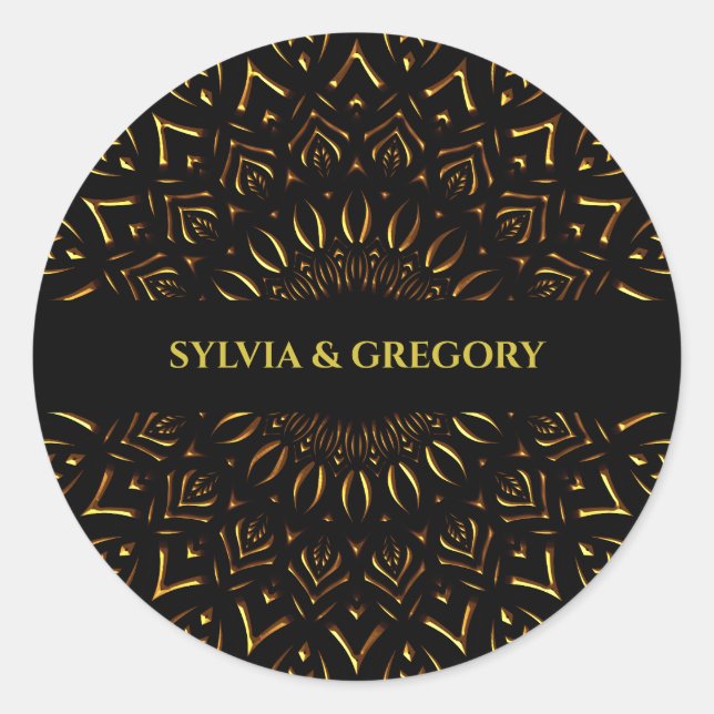Traditional mandala classic elegant luxury wedding classic round sticker (Front)
