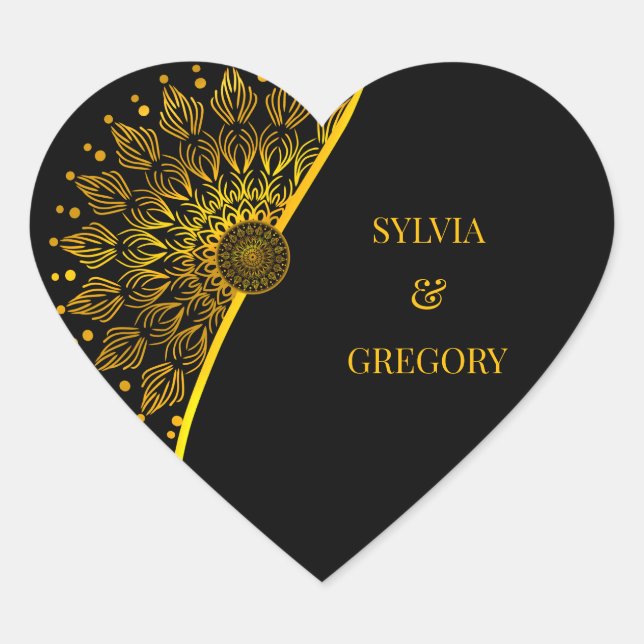 Traditional mandala classic elegant luxury wedding heart sticker (Front)