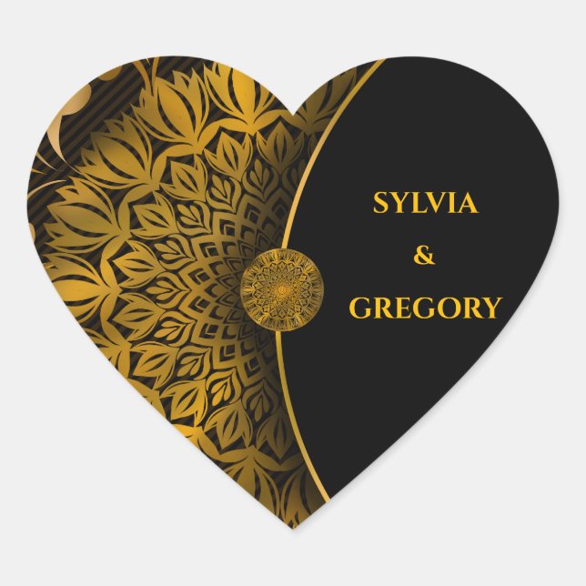 Traditional mandala classic elegant luxury wedding heart sticker (Front)