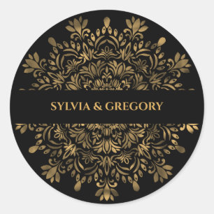 Traditional mandala classic elegant luxury wedding round sticker