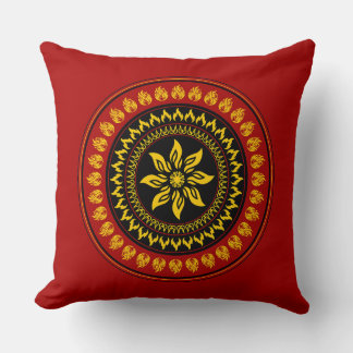 Traditional Mandala Sunburst Throw Pillow