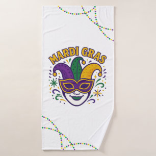 Traditional Mari Gras colored mask Bath Towel